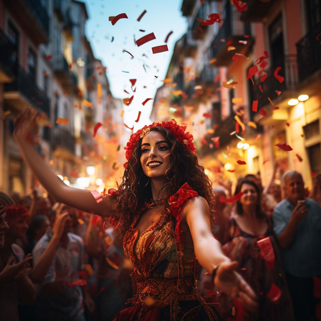 An image featuring one of the festivals mentioned in the article, such as Lisbon's Santo António Festival or Porto's São João Festival. This would highlight the vibrancy and joy of Portugal's cultural festivals. 