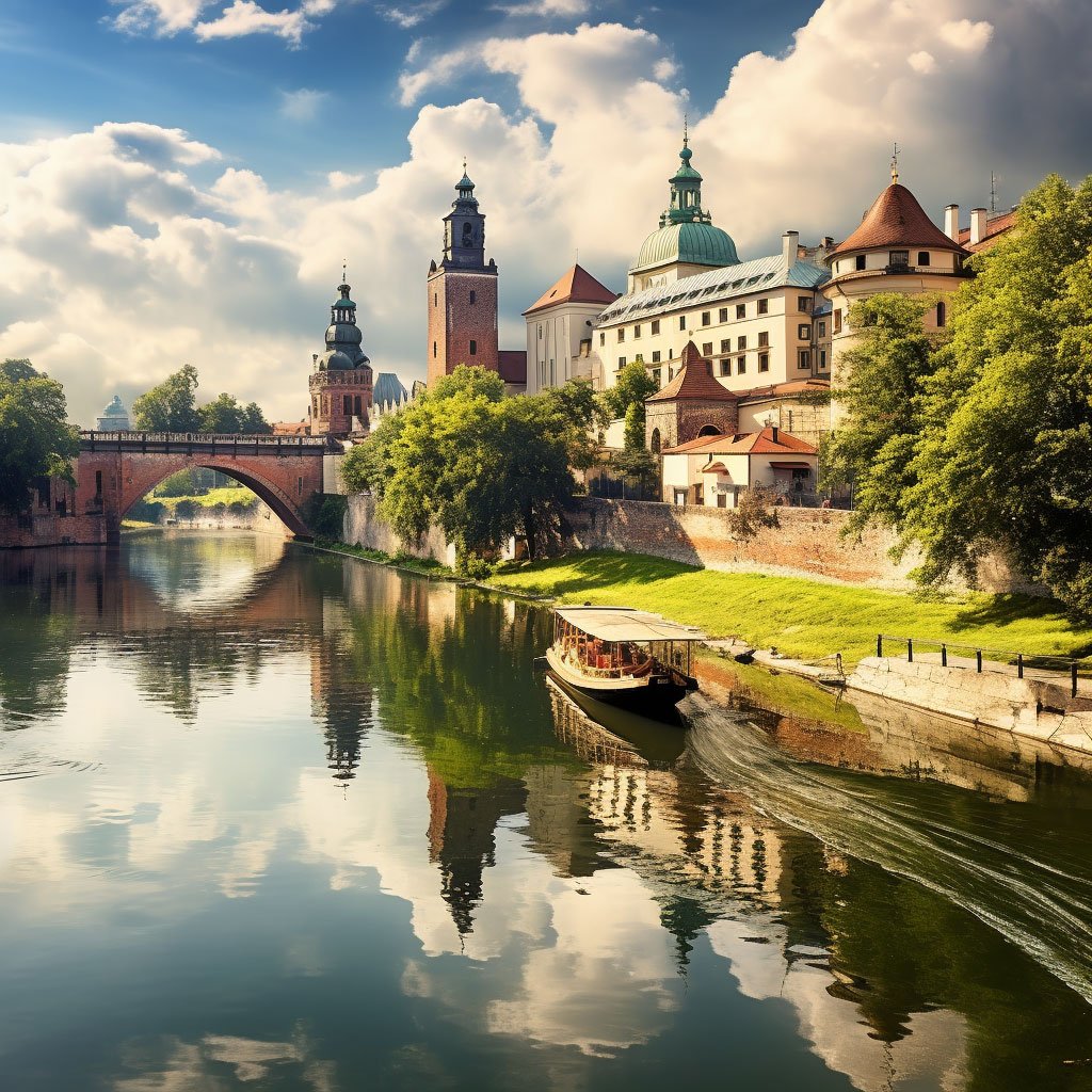 An image showcases the beautiful city of Krakow, one of the most popular destinations in Poland.