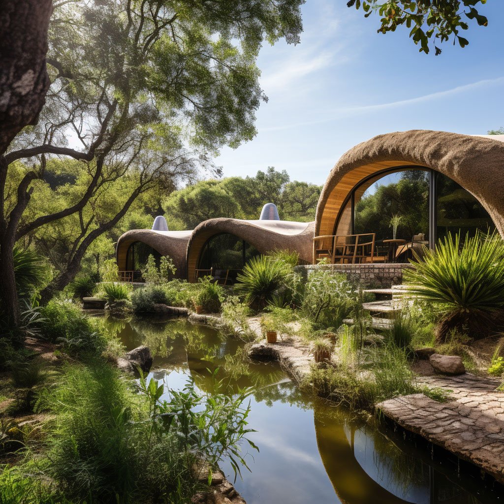 An image of an eco-friendly accommodation in Portugal, showcasing its integration with the natural surroundings.