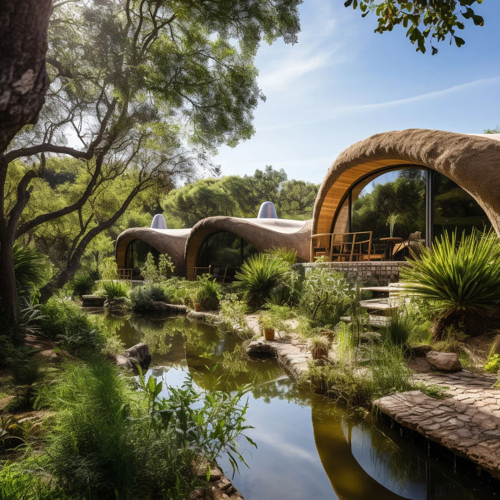 An image of an eco-friendly accommodation in Portugal, showcasing its integration with the natural surroundings.