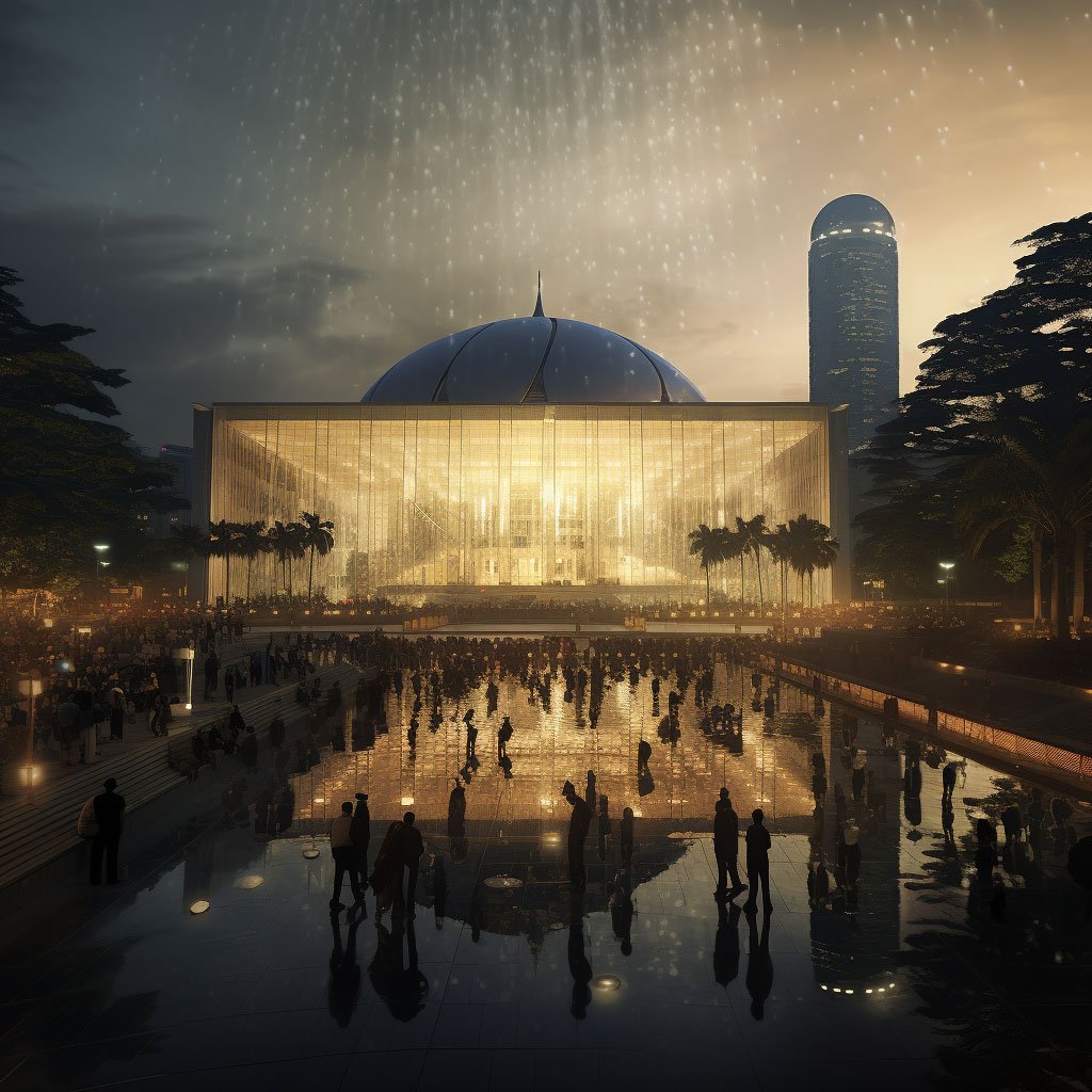 An image of the Istiqlal Mosque in Jakarta, the largest mosque in Southeast Asia.