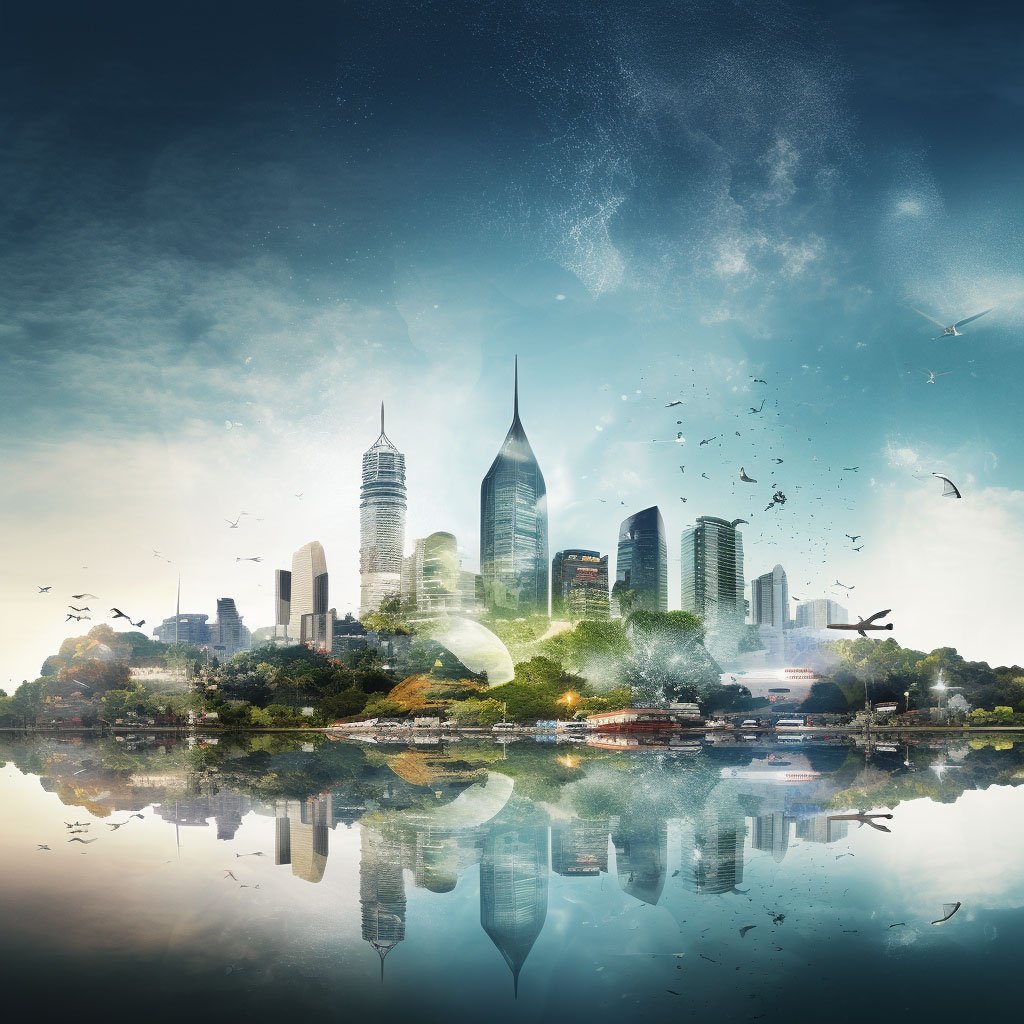 An image showcasing the city skylines of Jakarta, Surabaya, and Bandung. This is a single image showing all three city skylines, or a collage of separate images for each city.