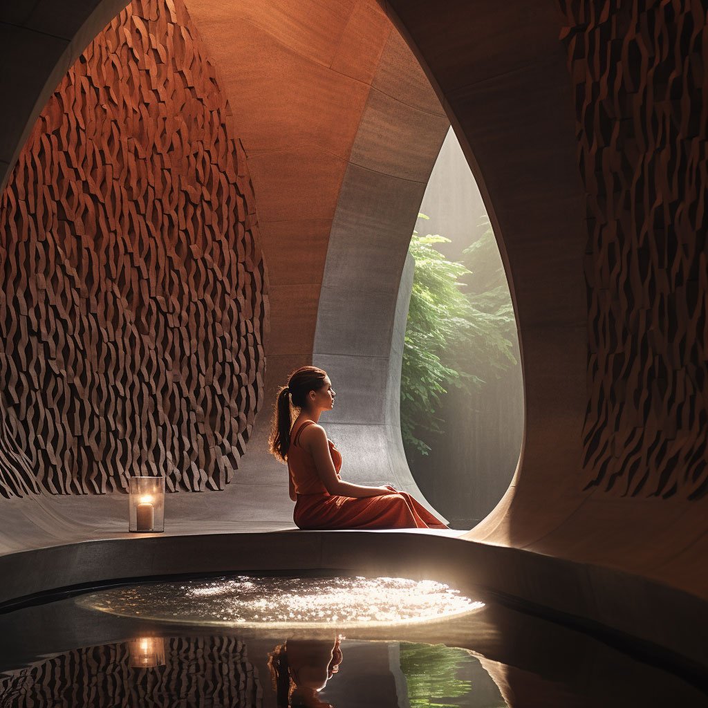 An image that encapsulates the wellness journey in Indonesia, perhaps a person in a relaxed pose after a spa treatment or yoga session.