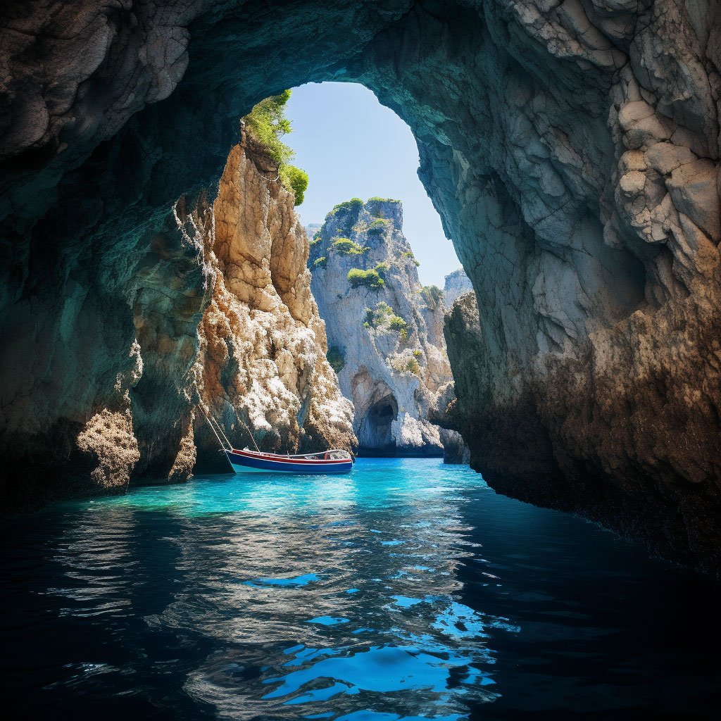 The Blue Grotto in Capri.