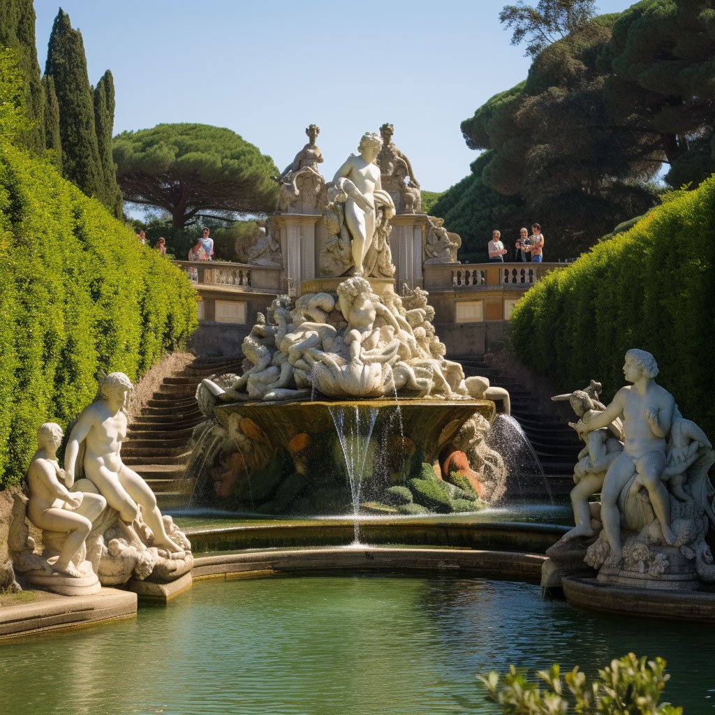 The Boboli Gardens, highlighting a particular sculpture or fountain.