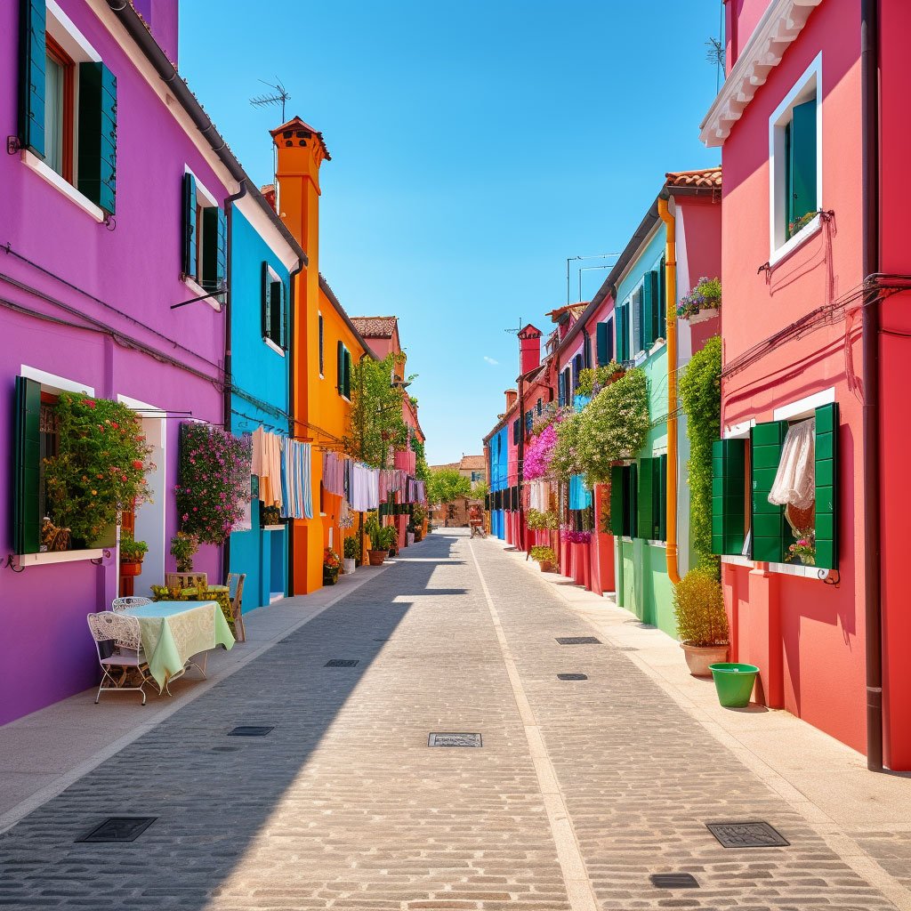 The colorful houses of Burano Island.