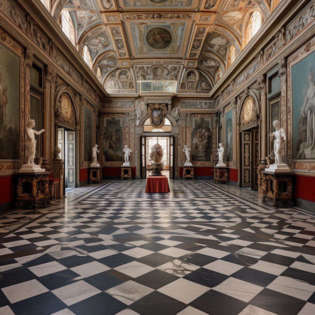 The exterior or interior of the Palazzo Pitti.