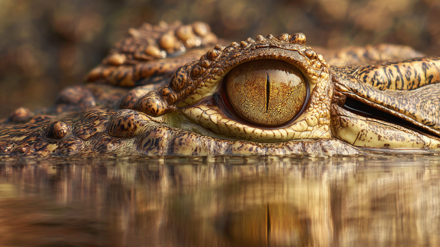 Close-up of a marsh crocodile with detailed scales.