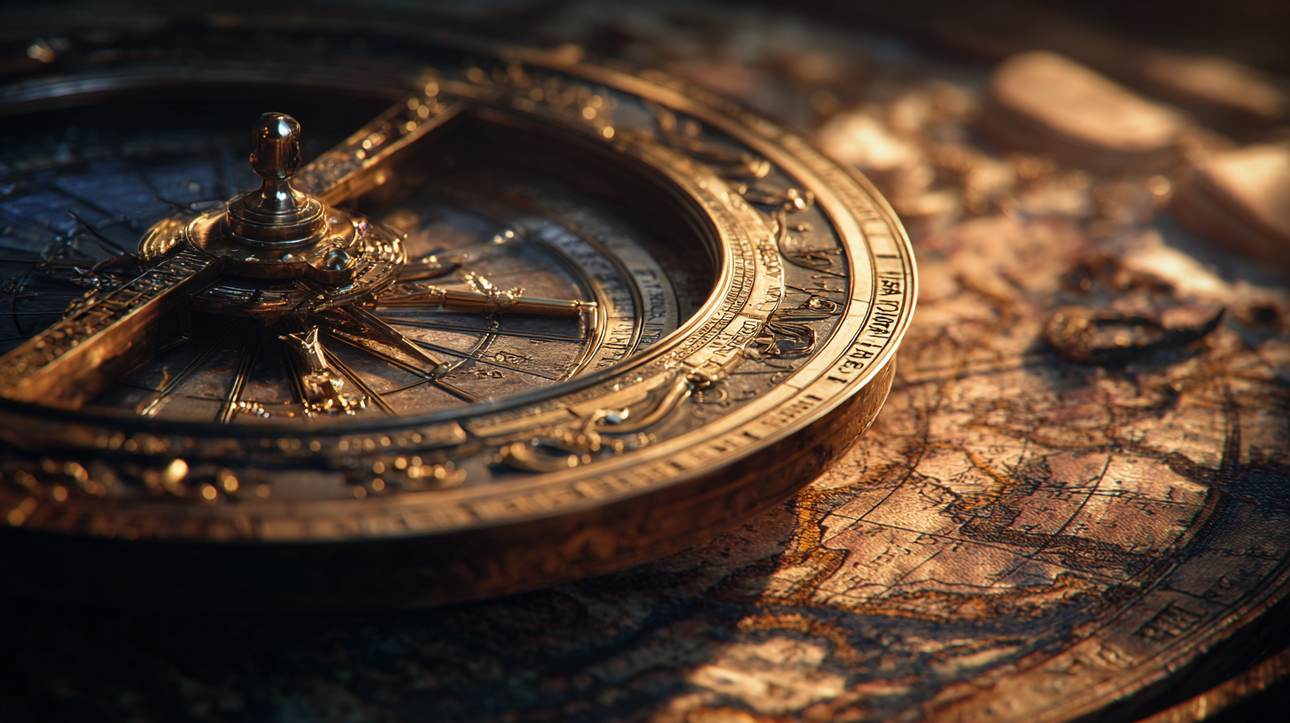 Close-up of a navigation instrument in a maritime museum.