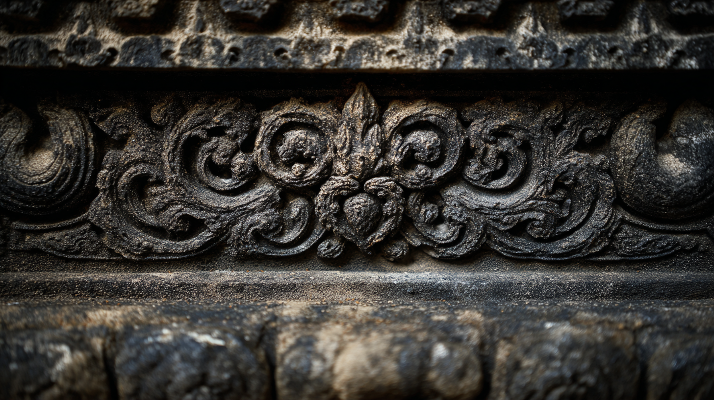 Close-up of intricate lintel carvings at Phimai.
