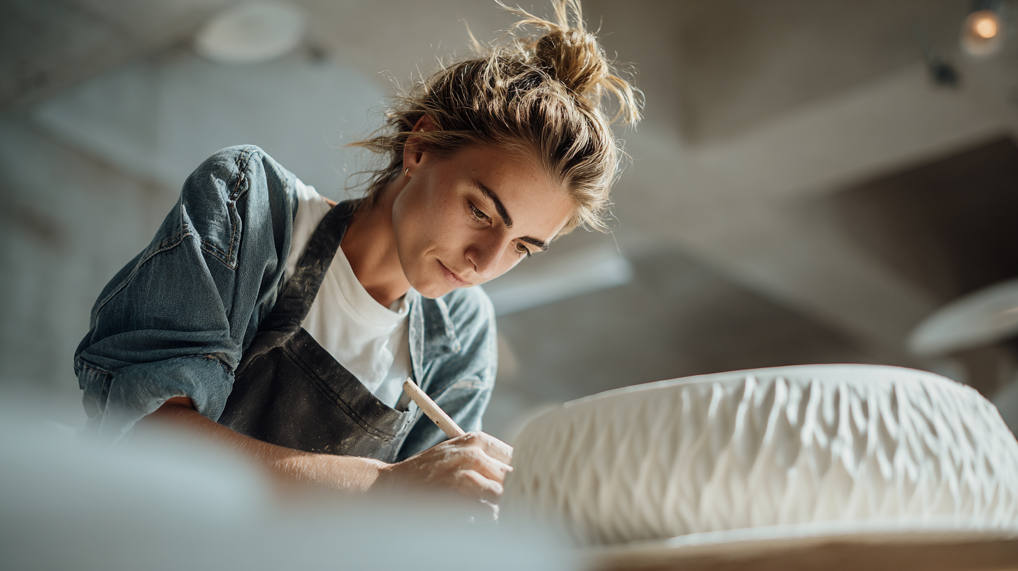Close-up of a modern Portuguese artisan working in a design studio.