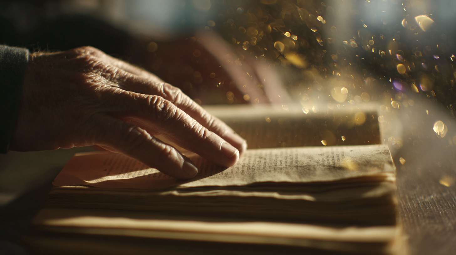 Close-up of hands turning pages of a José Saramago book.