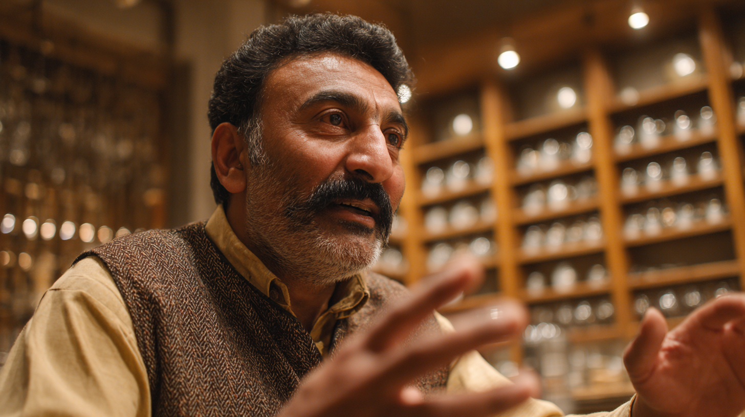 Close-up of a Pakistani tea expert during a tasting session.