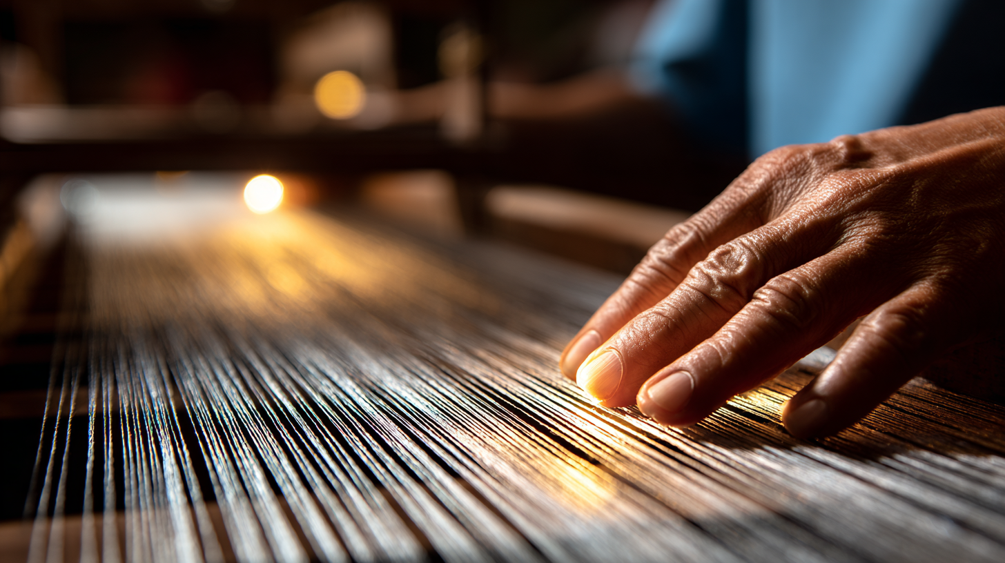 Thailand crafts: close-up of traditional Thai silk weaving