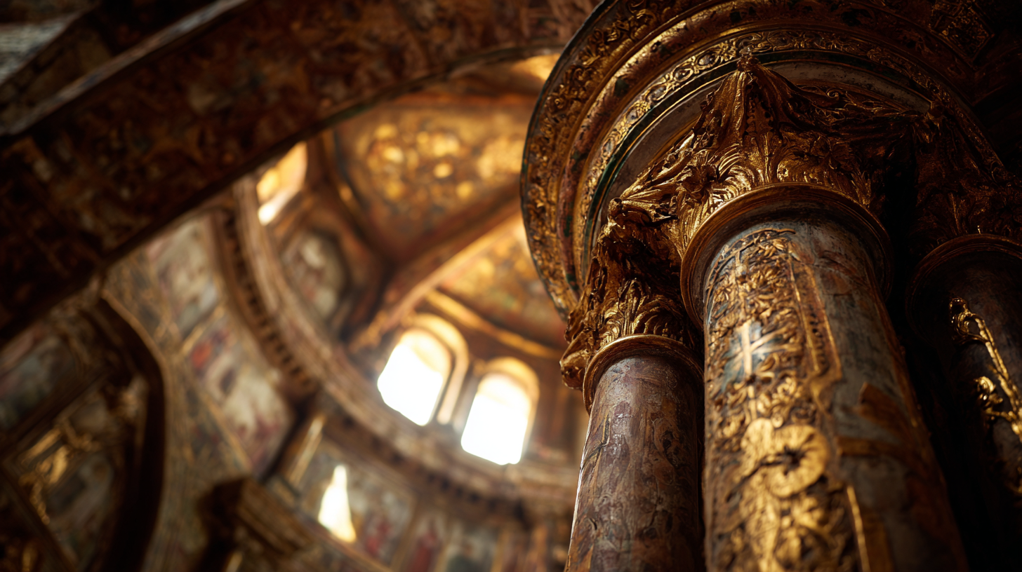 Close-up of the illuminated interior of Tomar’s Charola.