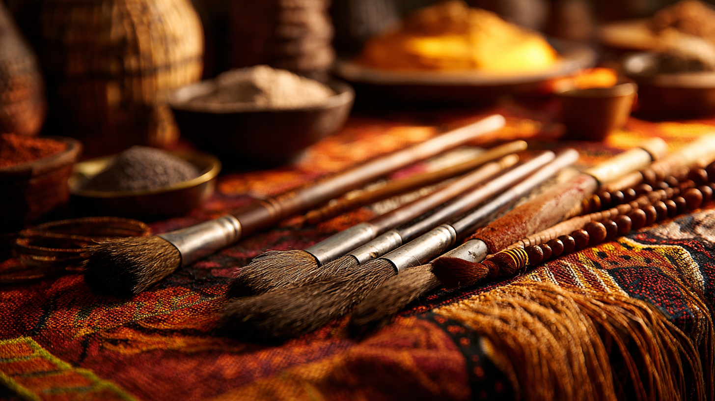 Still-life of Ethiopian artistic tools representing the country’s creative heritage.