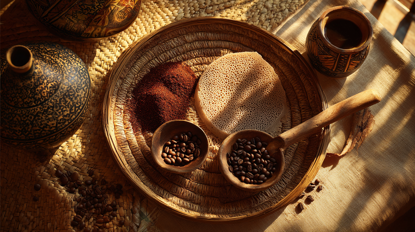 A symbolic still-life representing the soul of Ethiopian cuisine.