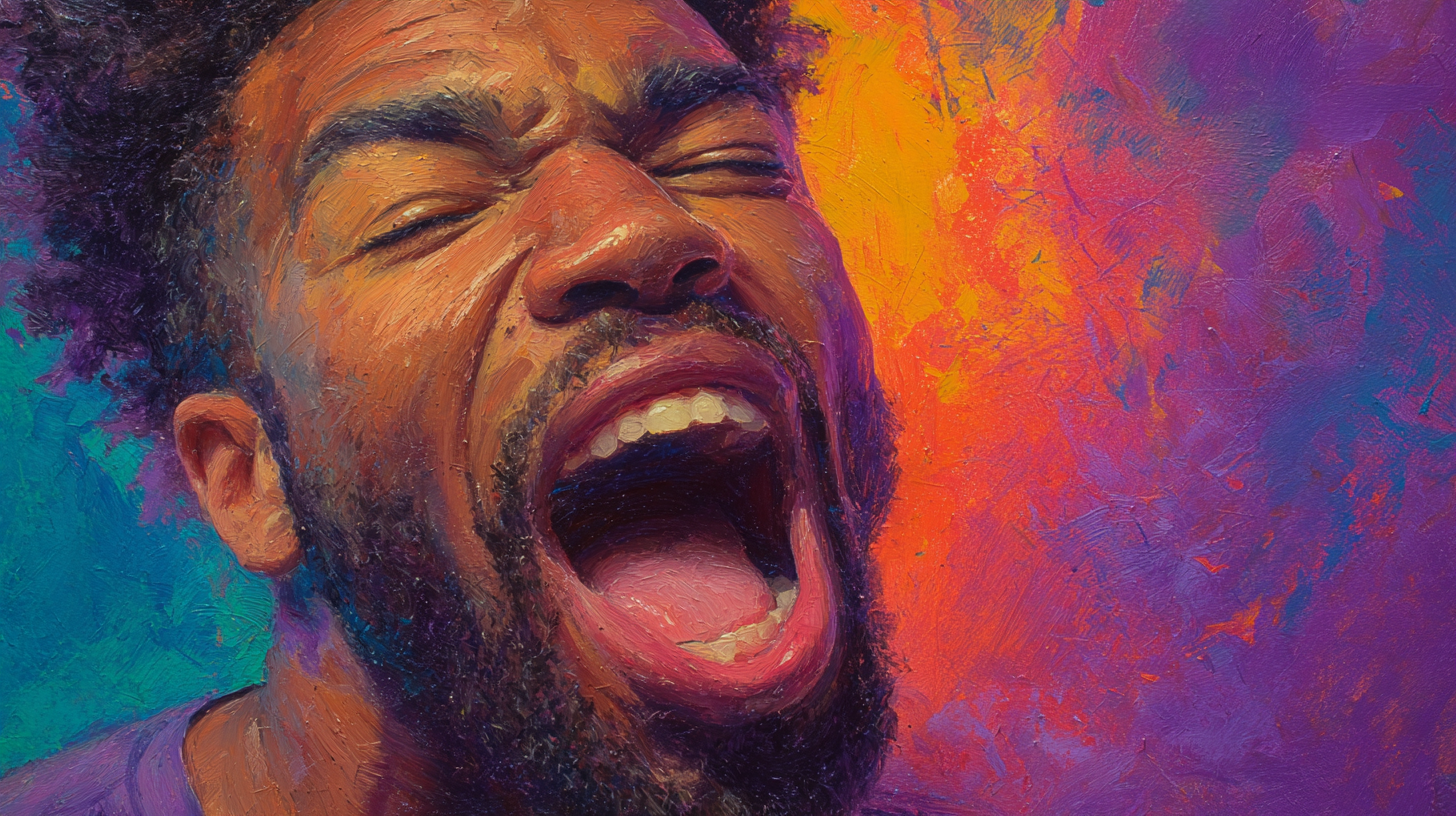 Close-up of an Ethiopian dancer performing eskista.