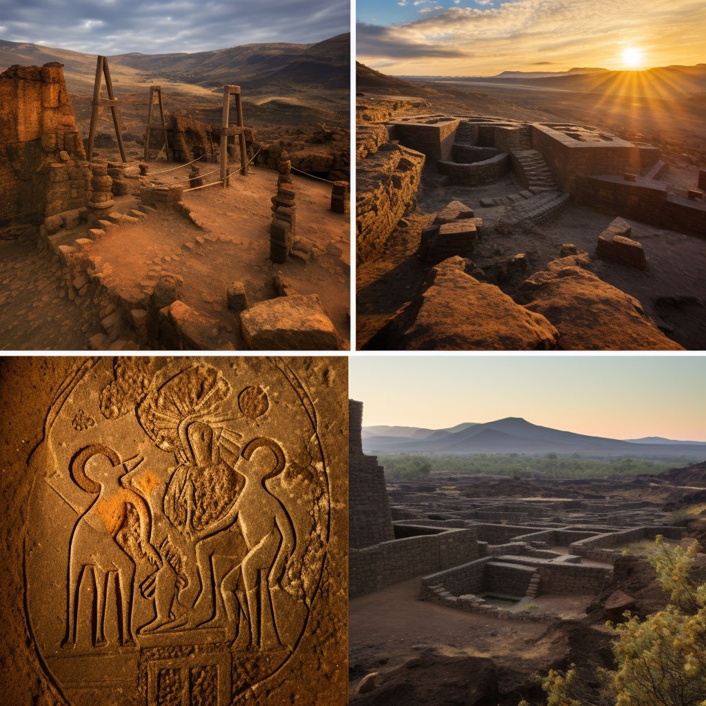 A montage of the key archaeological sites explored in the article, symbolizing the journey through Ethiopia's archaeological wonders.
