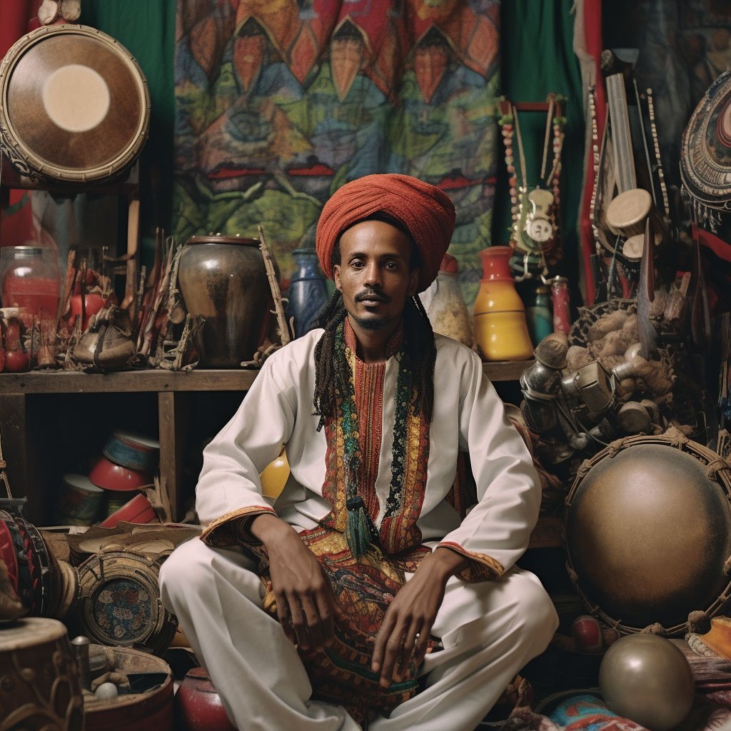 Images reflecting the communal nature of music performances and social interactions in art galleries and markets.