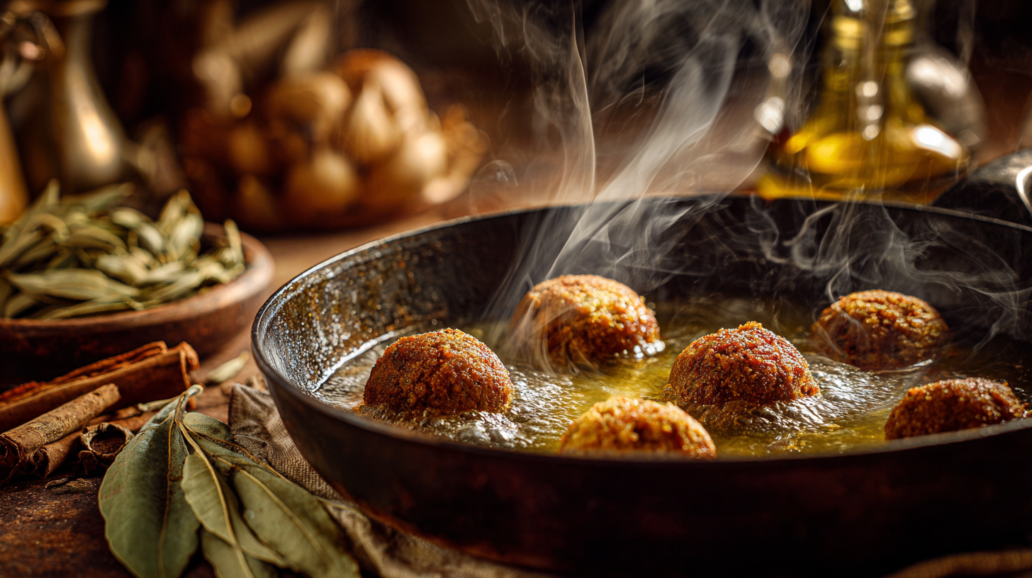 Ethiopian nitr kibbeh melting with aromatic herbs and spices.