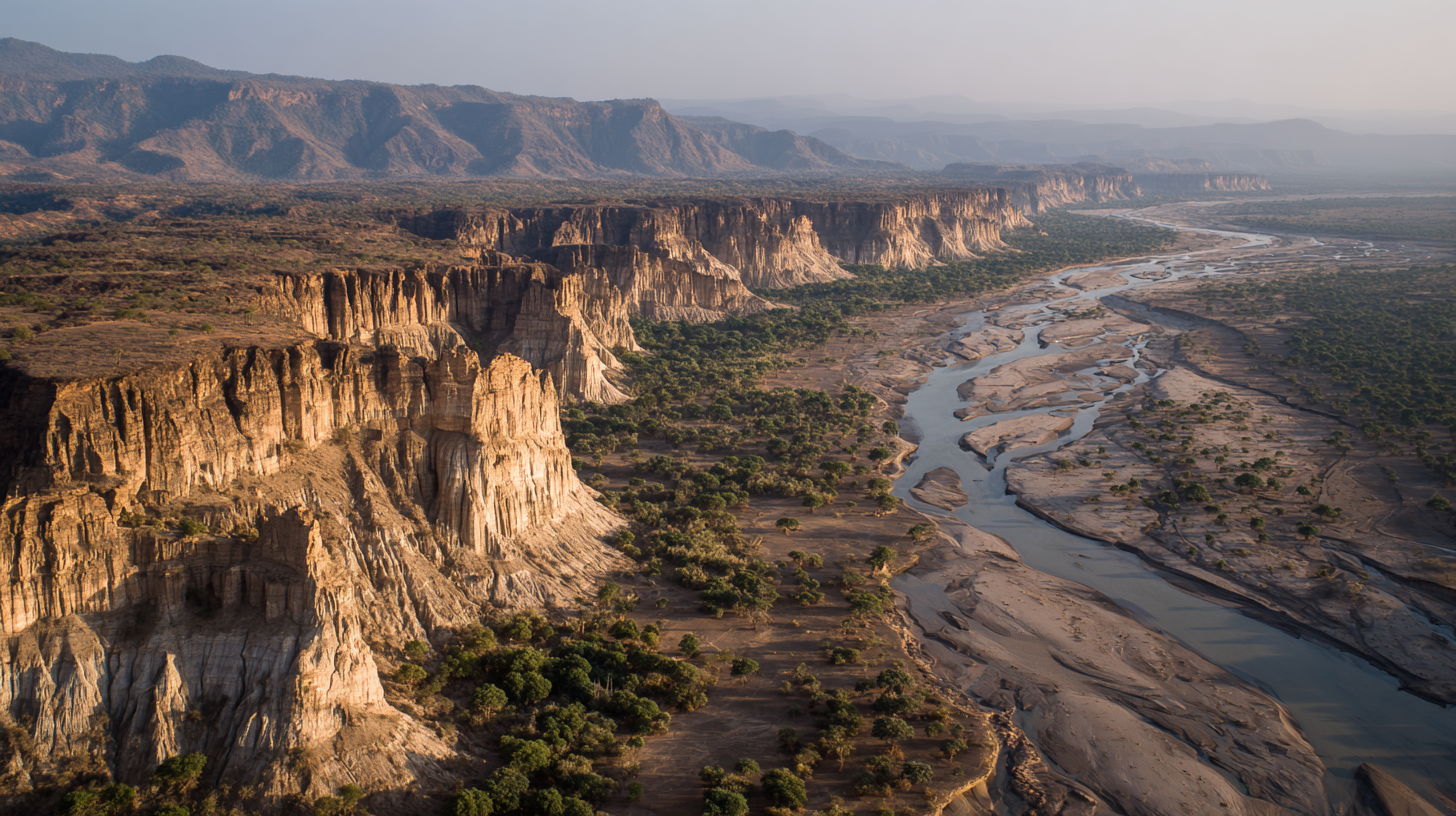 Sediment layers and river landscapes of Ethiopia’s Omo Valley, rich in early human fossils.