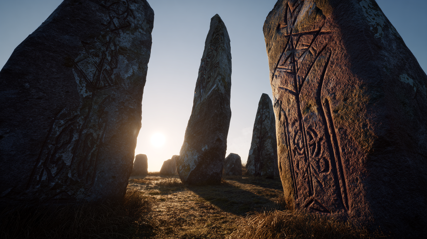 Carved standing stones of the Tiya archaeological site in Ethiopia.
