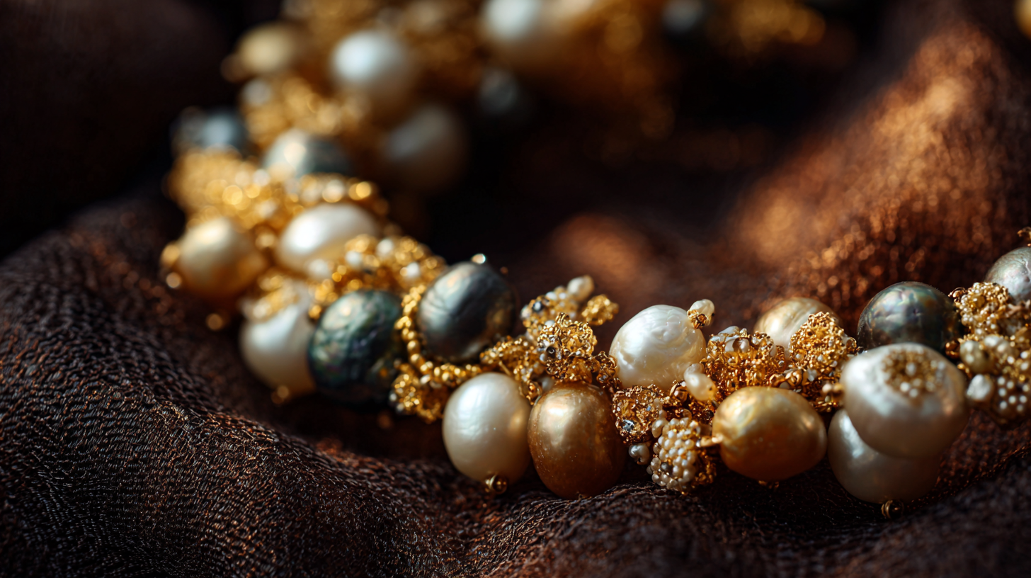 Handcrafted Bahraini pearl and gold jewelry showcasing traditional craftsmanship.