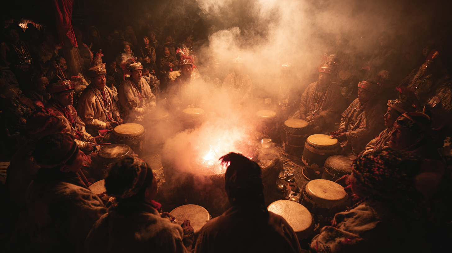 A ceremonial healing ritual in Ethiopia featuring drumming, chanting, and incense.