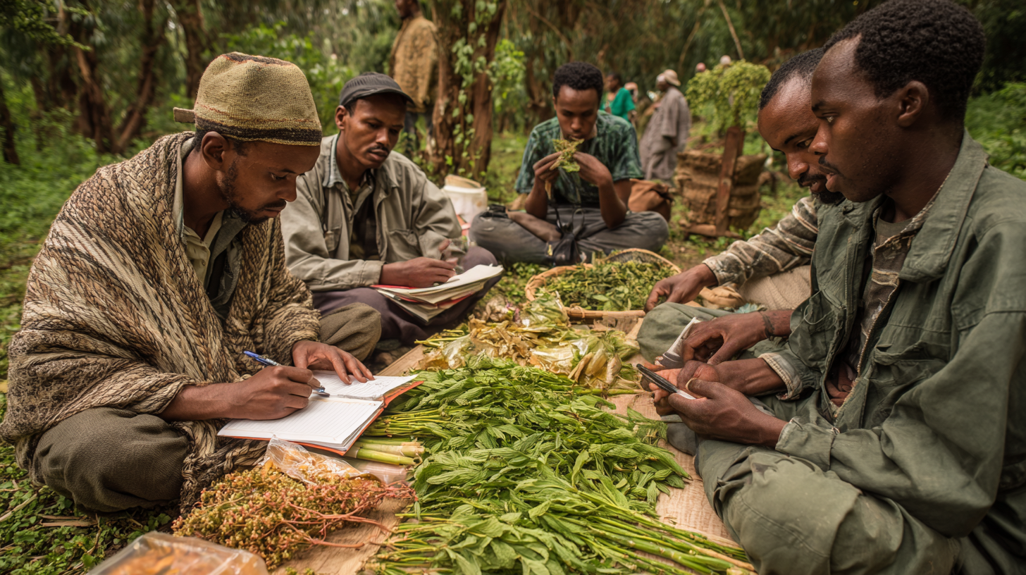 Young Ethiopians documenting traditional medicinal plant knowledge from elders.