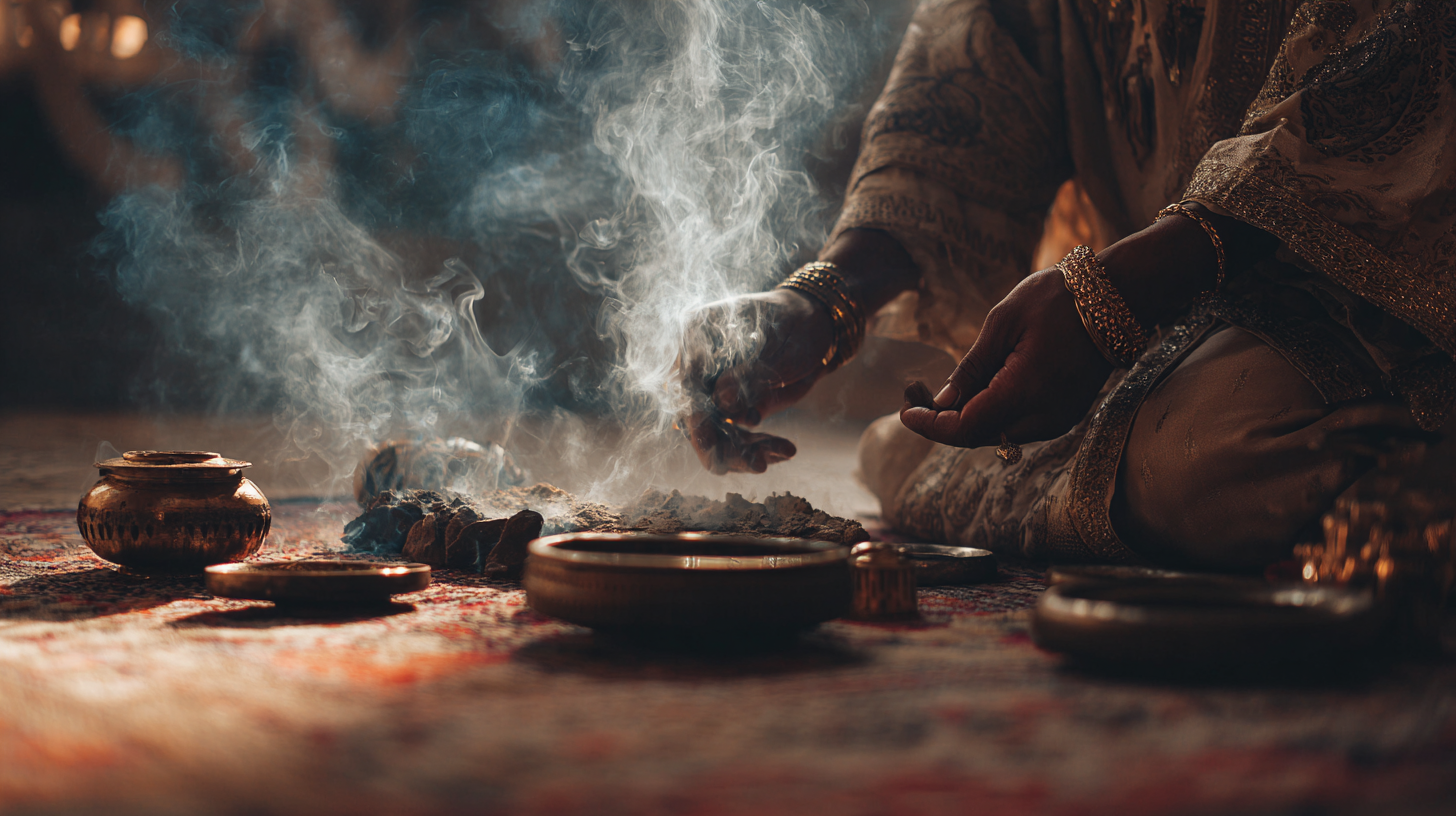 Traditional Ethiopian spiritual healing ritual with incense and blessings.