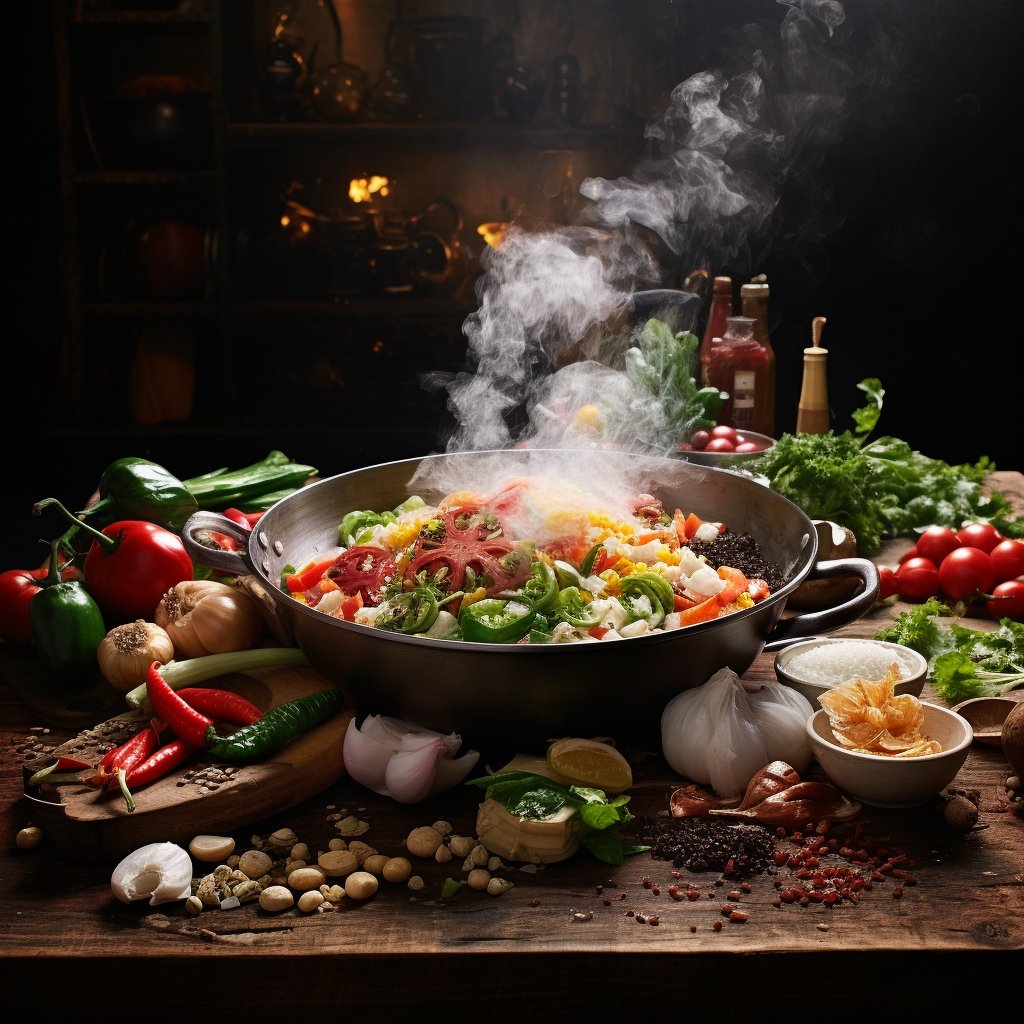 A photo capturing the preparation or cooking process of the dish, emphasizing the luxurious ingredients.