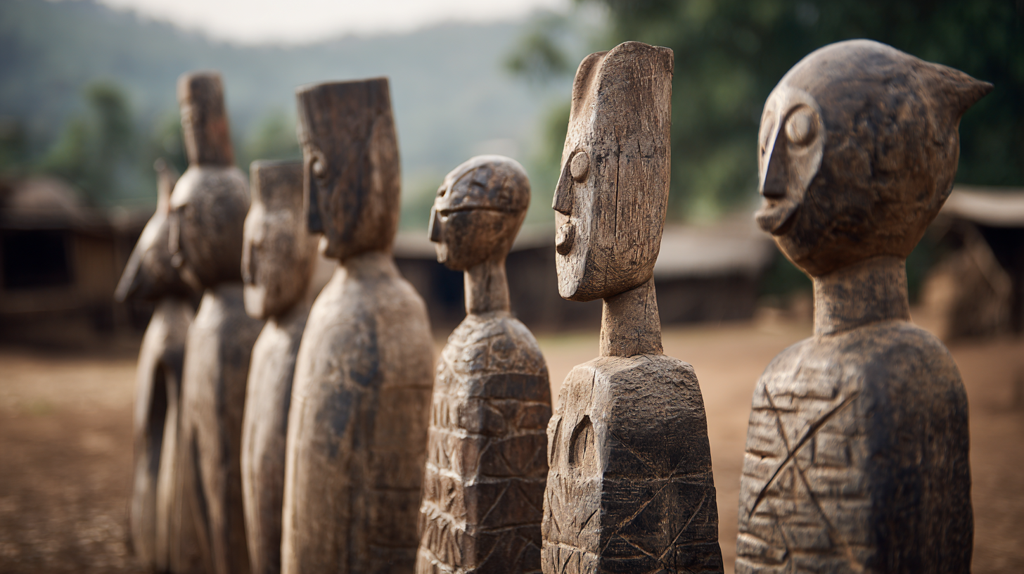Traditional Konso Waga wooden sculptures honoring ancestors.
