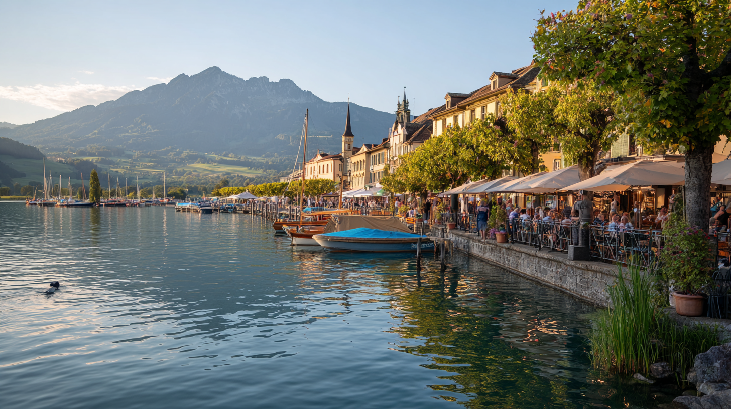 Switzerland lakes with alpine scenery, cultural towns, and crystal waters.