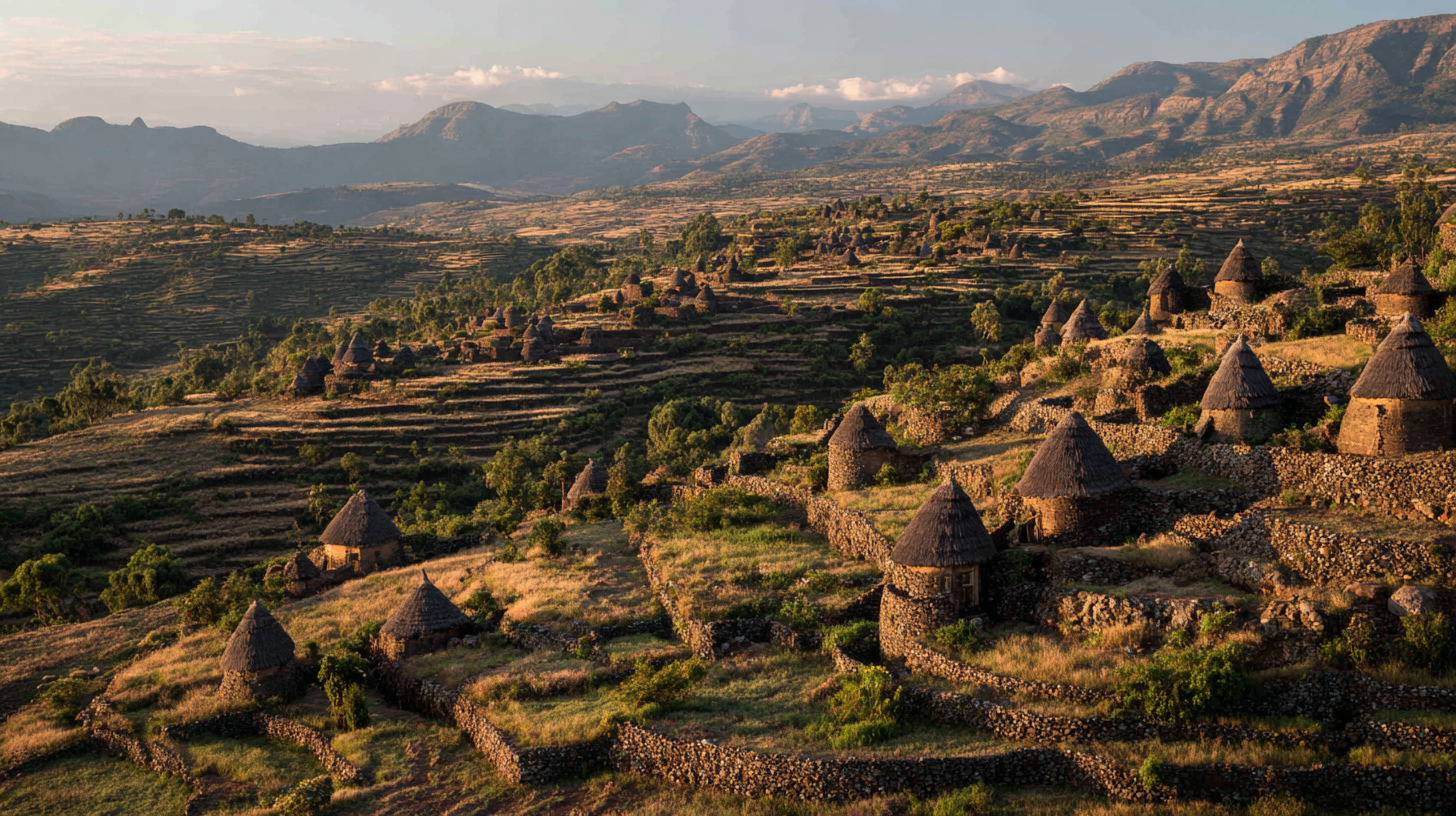 Terraced agricultural landscapes created by the Konso people in Ethiopia.