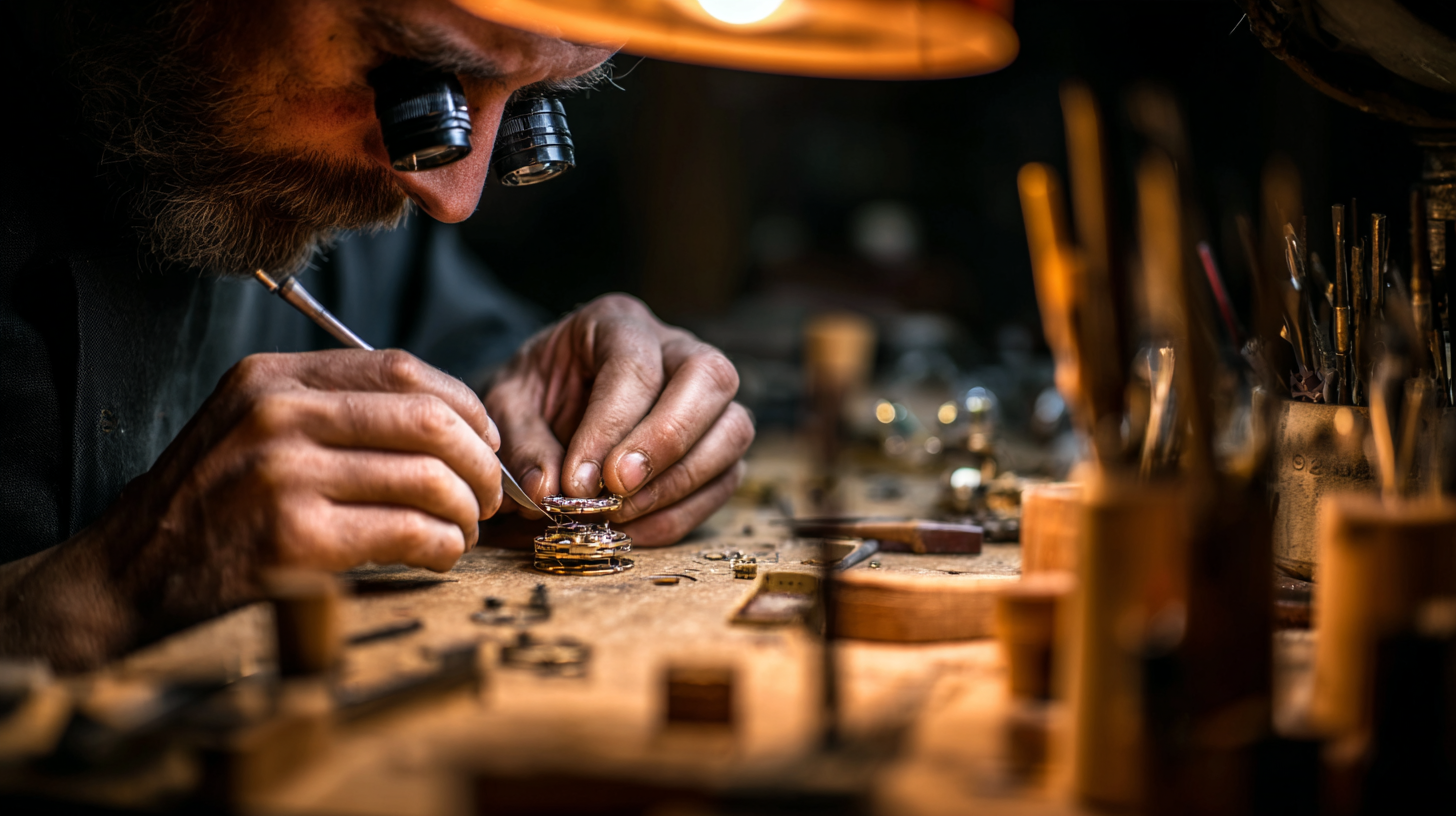 Swiss watchmaking craftsmanship with mechanical components and artisanal detail.