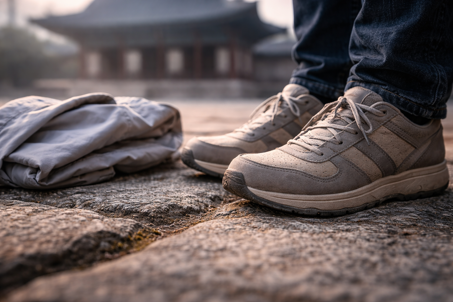 Walking shoes and a light layer ready for a heritage day.