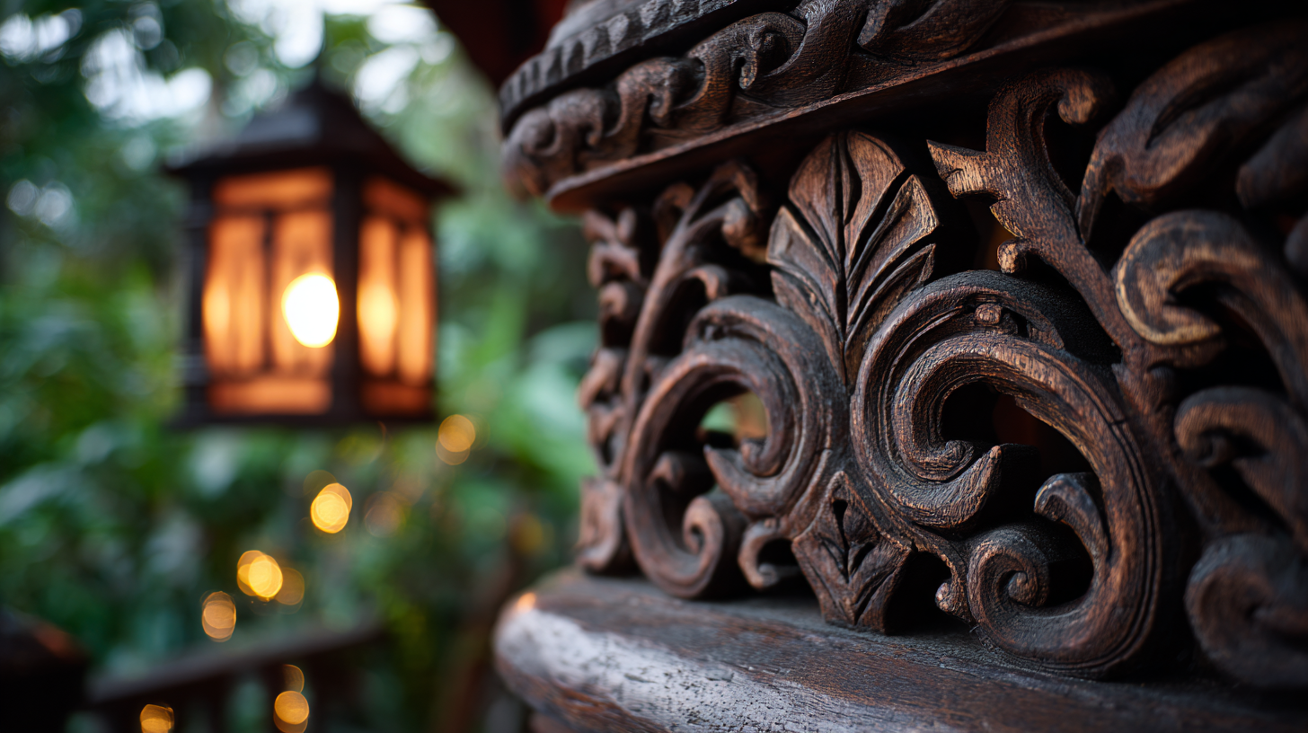 Close-up of carved teak from Lanna-style architecture.