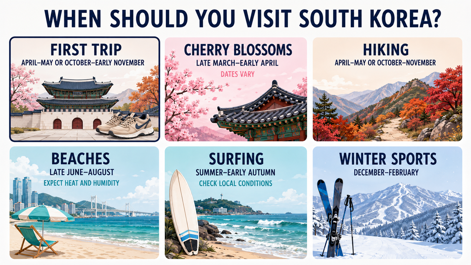 Best time to visit South Korea by travel style and activity