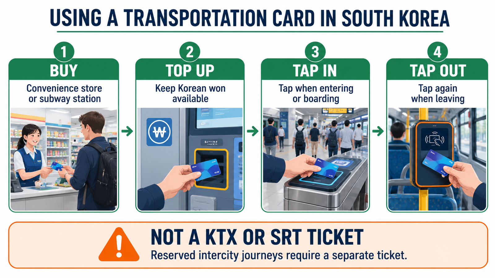 How to use a transportation card on buses and subways in South Korea