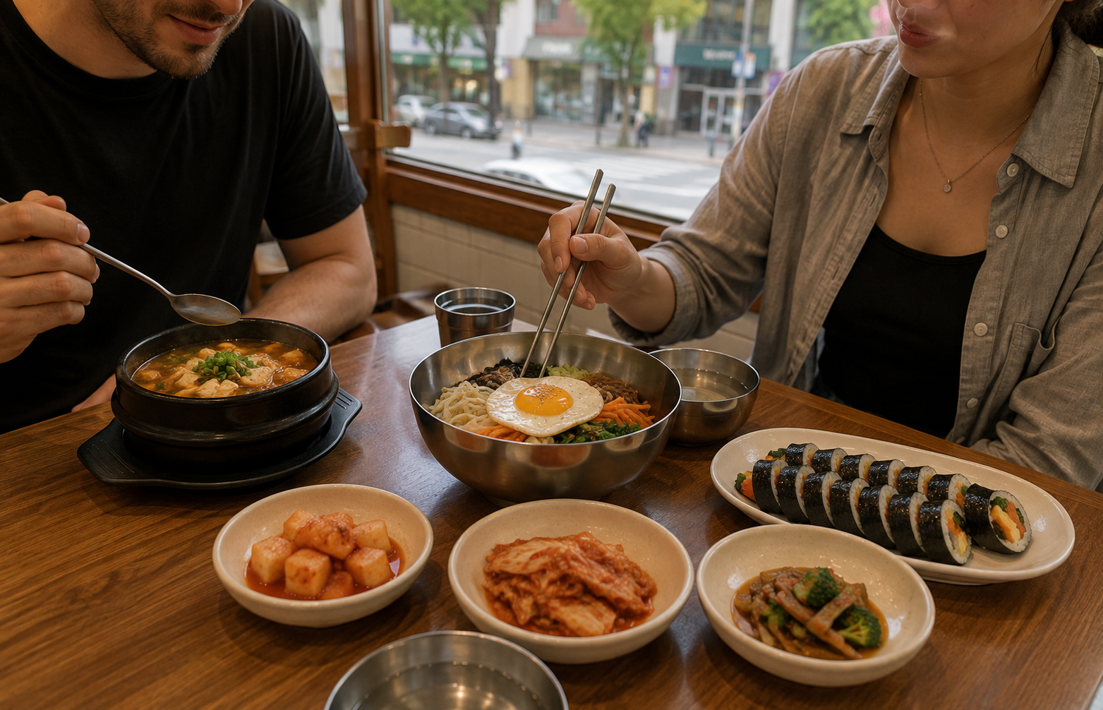 Affordable Korean meals at a local restaurant in South Korea